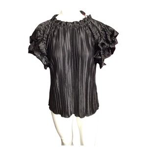 Elegant Black Ruffled Women's Top size large